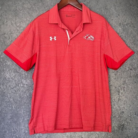 Two (2) Under Armour Heatgear Polo Shirts, Men's XL Loose Fit, Wolves Embroidery - Picture 2 of 12